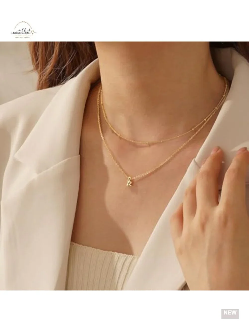 14K Gold Plated Layered Initial Necklace Set - Trendy Choker Stack Jewelry Gift